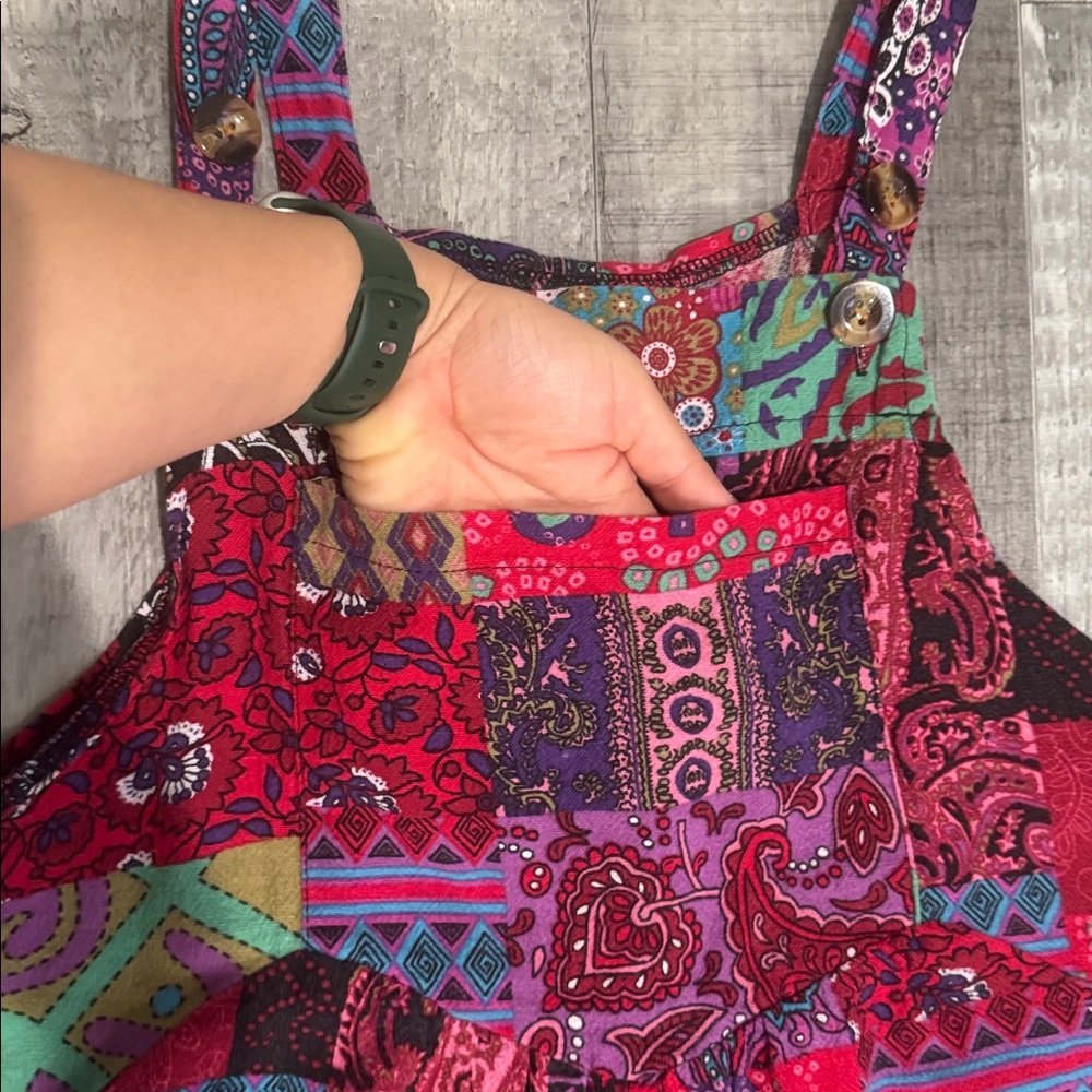 Patchwork Cotton Blend Overalls - image 4